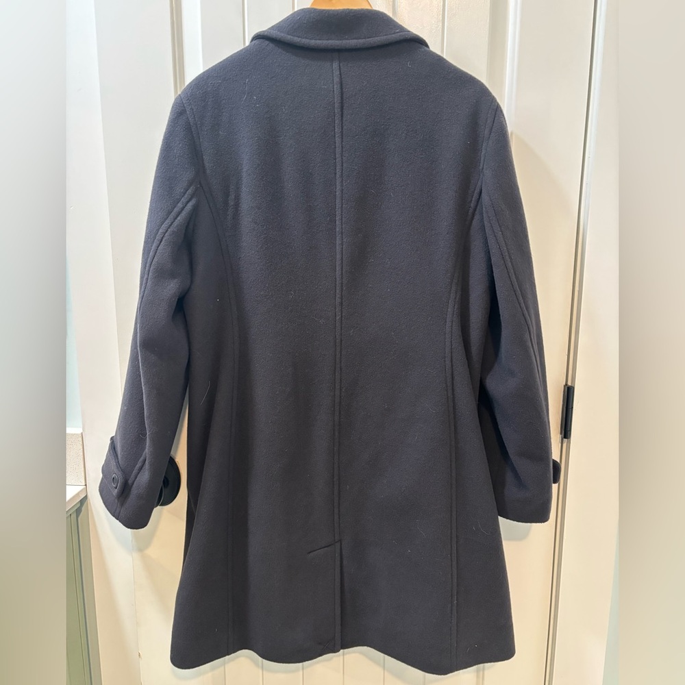 LL Bean x Bellandi  100% Wool Long Coat Size 18 Regular Navy - Picture 3 of 6